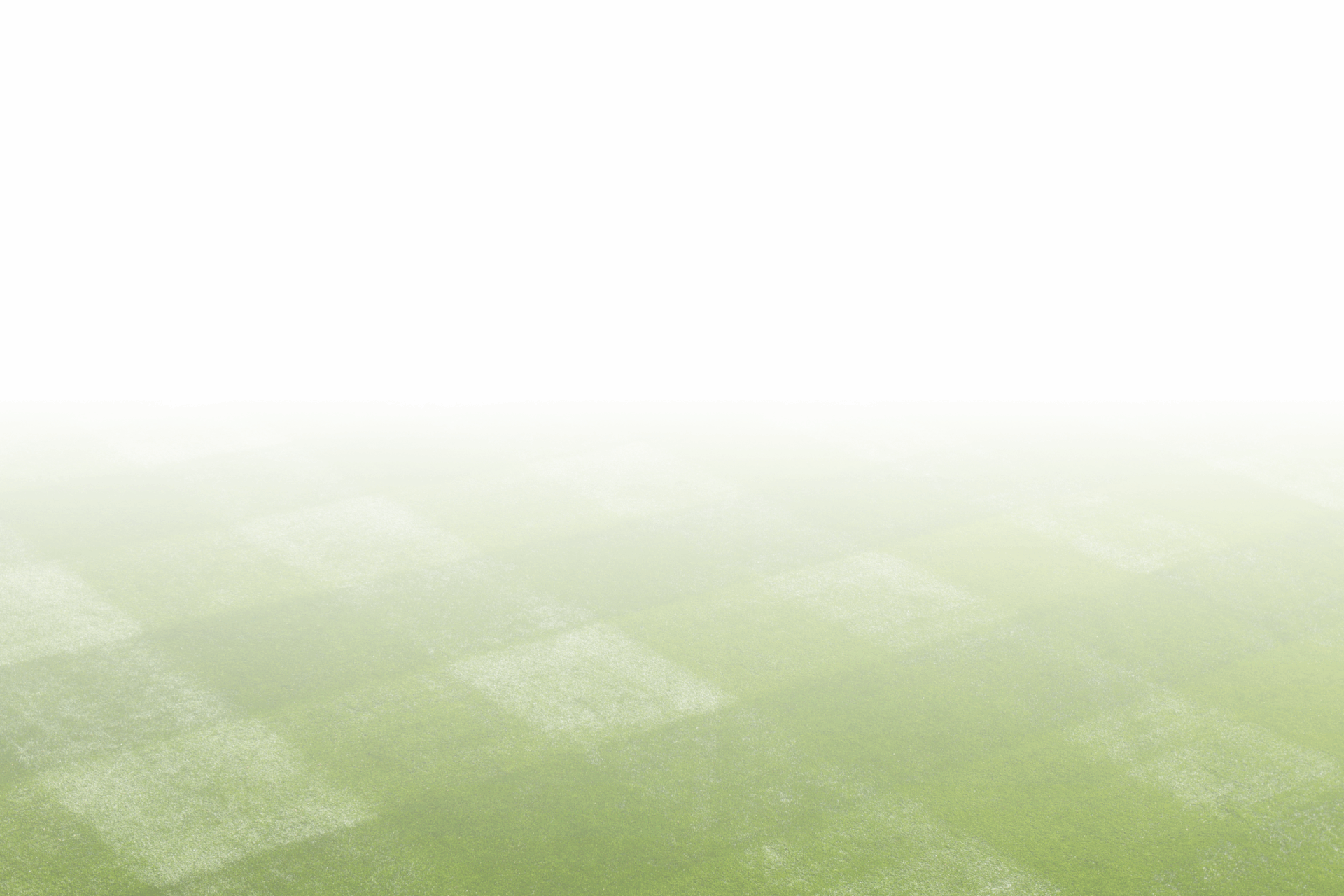 A football player in green uniform performs an acrobatic kick on a foggy field, with a checkered grass pattern visible.