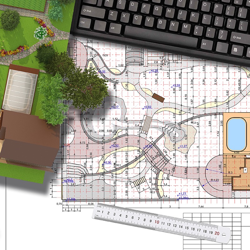 Plans for stunning residential landscape design.