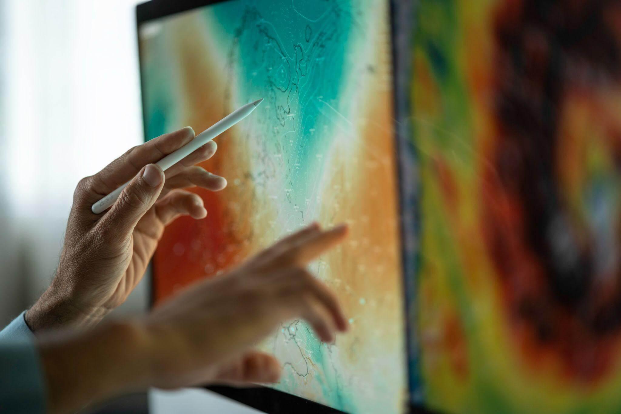 Person viewing painting indoors