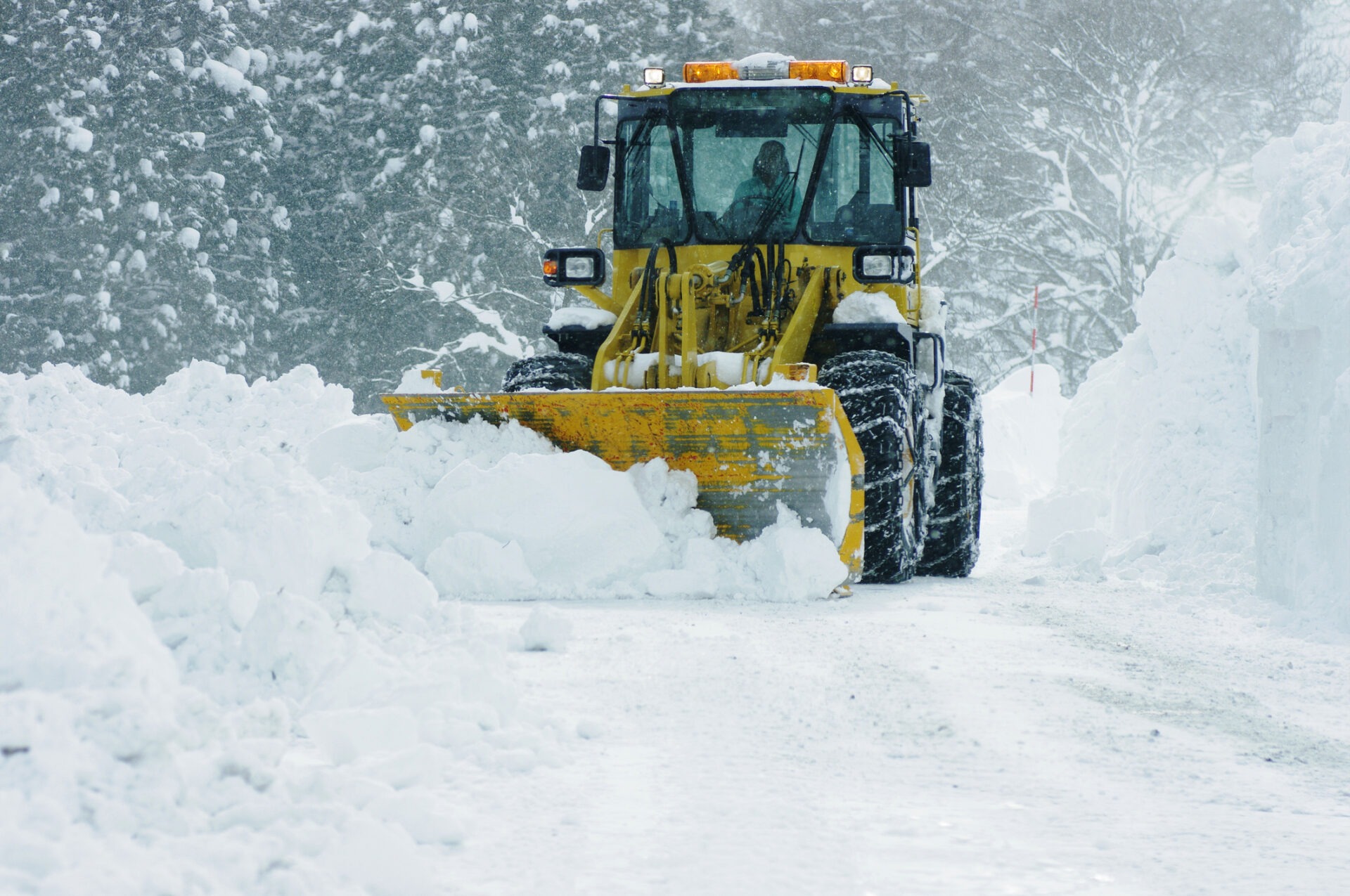 bulldozer removing snow